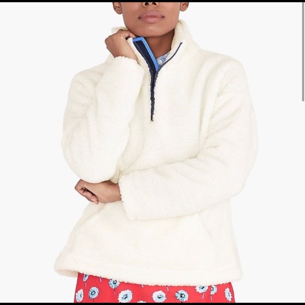 J. Crew Factory Cream Fleece Pullover Sweater